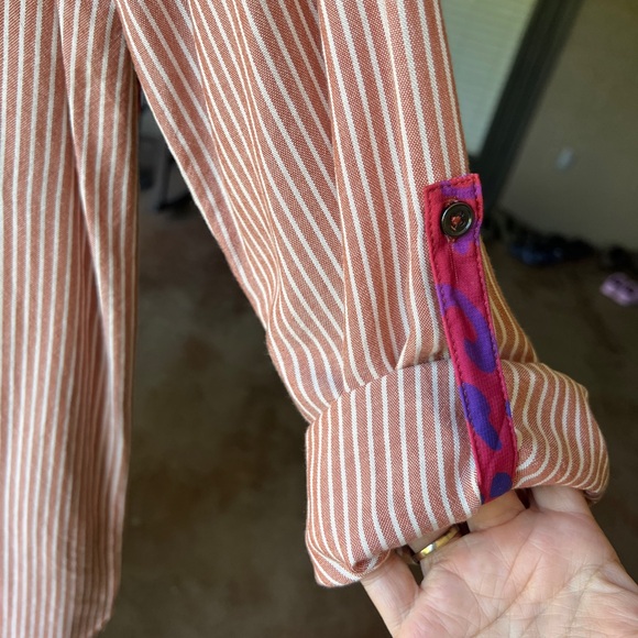 John Mark Striped/Abstract Mixed Print Long Sleeve Button Down Tunic Size M - Picture 3 of 8